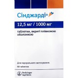 Синджарди, табл. п/плен. оболочкой 12,5 мг + 1000 мг блистер, №60, Boehringer Ingelheim (Германия)