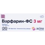 ВАРФАРИН-ФС, табл. 3 мг блистер, пачка картон., №100, Фарма Старт (Украина, Киев)